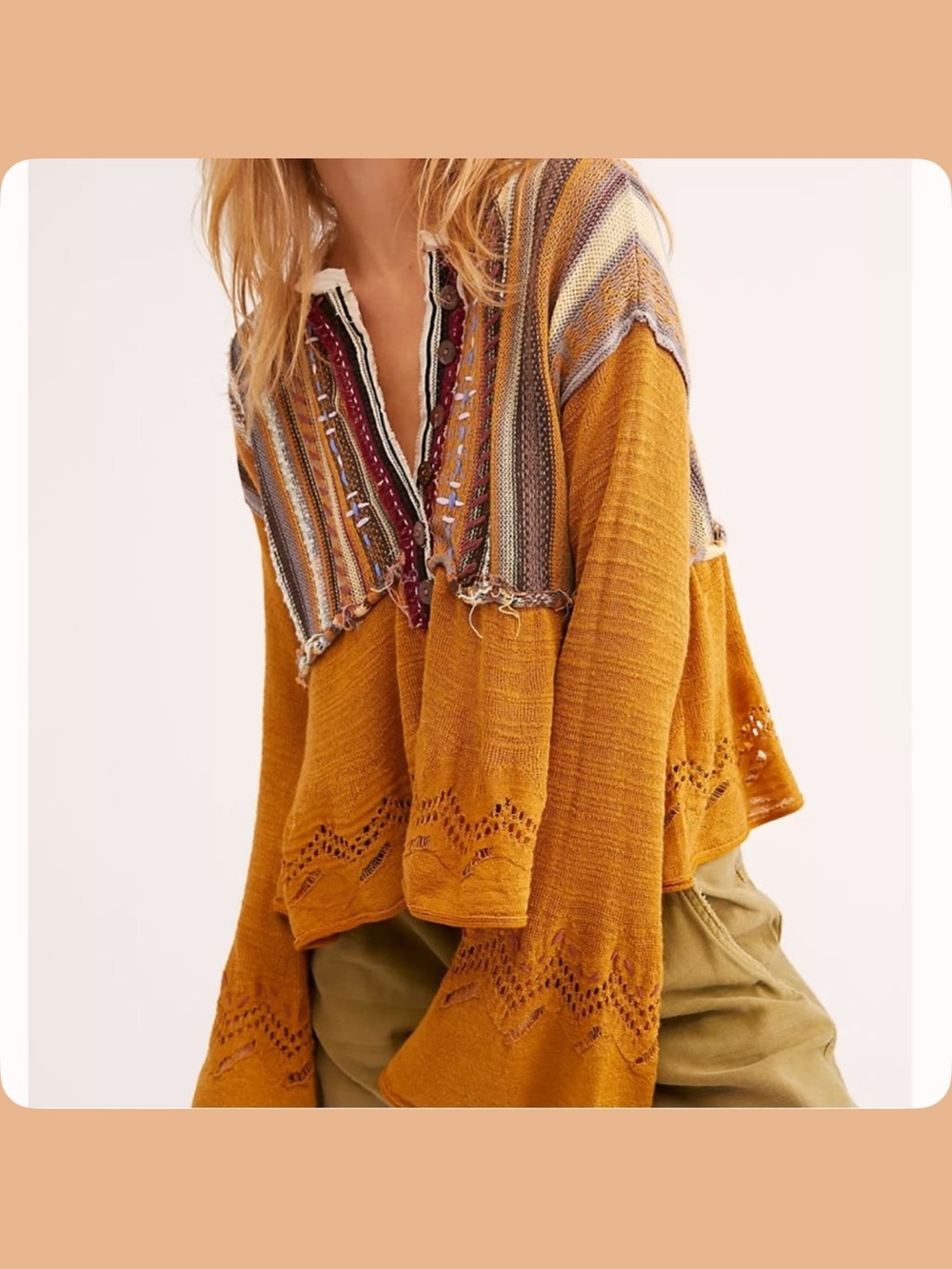 Free People Meadow Lake Sweater in Golden Yellow